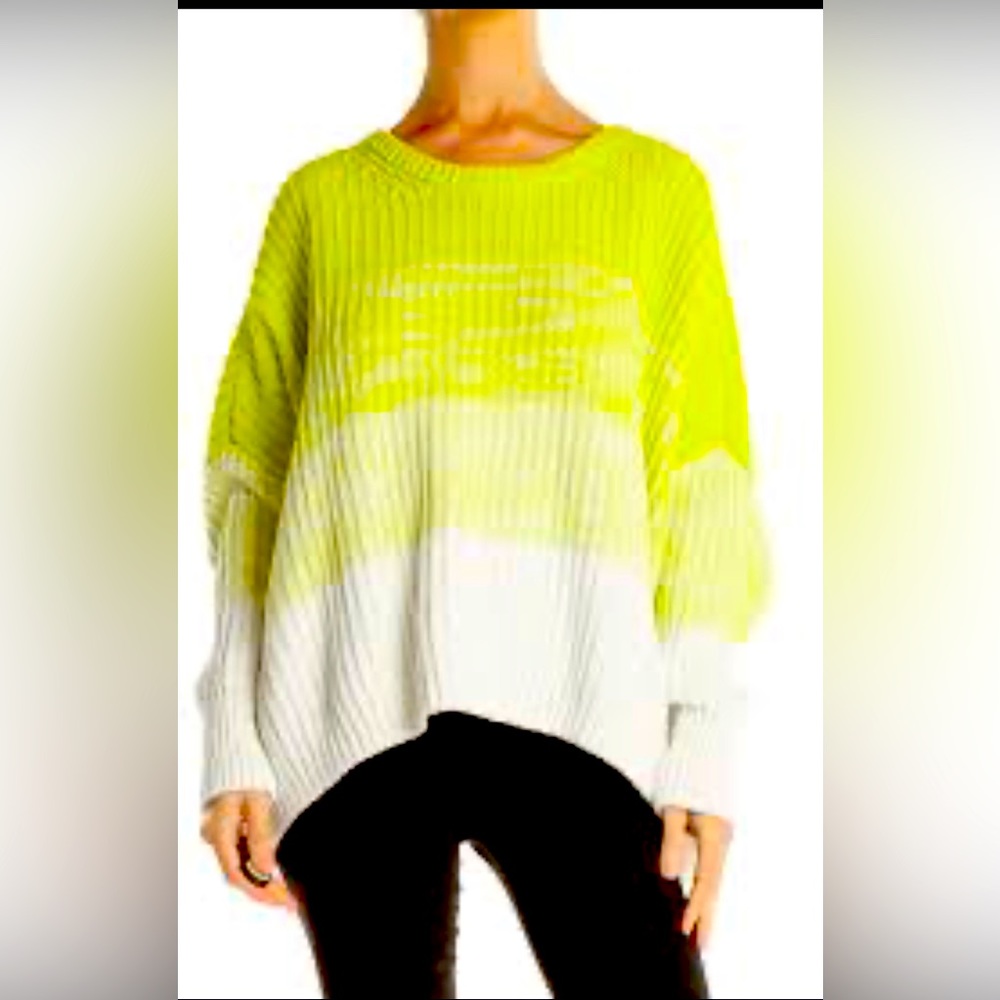 S, Express Green White Ombré Casual Sweater